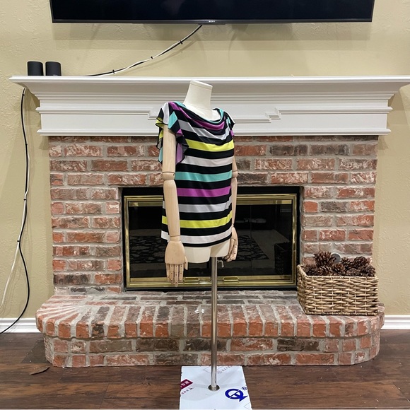 Vintage Y2K neon striped, ruffled top / S / Excellent condition - Picture 7 of 12